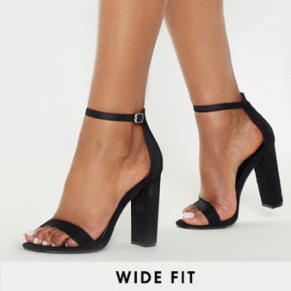 Black Wide Fit Block Heeled Sandals